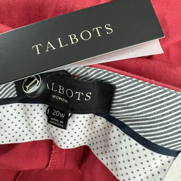 Talbots Heritage Cropped Ankle Pants 20W Red Cotton‎ Spandex NWT PT-2641 - Picture 7 of 14